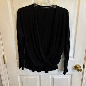 Elegant Black Long Sleeve Drape Top